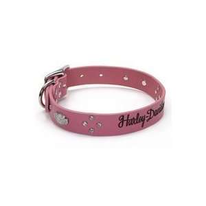   Pink Rhinestone Studded Leather Dog Collar 10 X 3/8