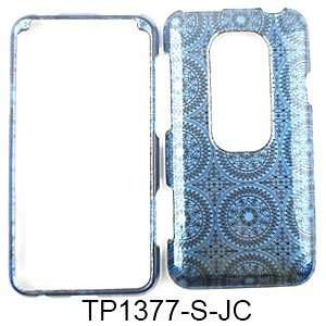  CELL PHONE CASE COVER FOR HTC EVO 3D TRANS BLUE CIRCULAR 