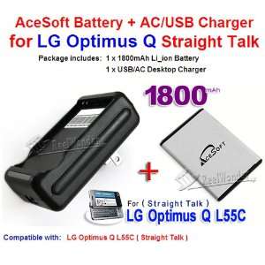  1800mAh Replacement Battery+HOME WALL Travel USB Charger For LG 
