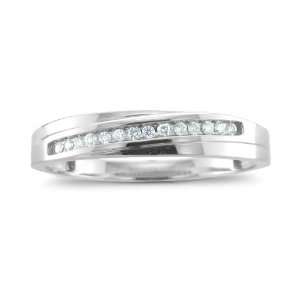  Mens 14k White Gold Diamond Wedding Band Ring (GH, SI2 3 