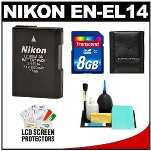 Nikon EN EL14 Rechargeable Li ion Battery with 8GB Card + Cleaning Kit 