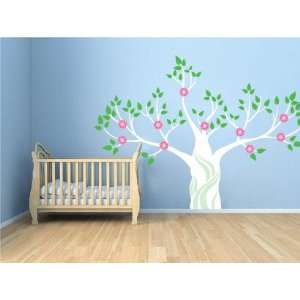   Wall Decal Magical Winter White Tree with Flowers 
