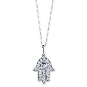 Sterling Silver Religious Hand Pendant Necklace in Cubic Zirconia CZ 