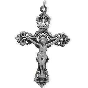   Sterling Silver Religious Large Crucifix with chain   20 Jewelry