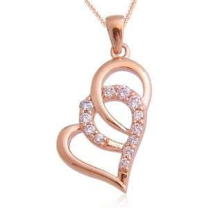 10k Rose Gold Heart Fancy Light Pink Diamond Pendant Necklace(Fancy 