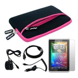 Premium Hot Pink Glove Carrying Case + Home Wall Charger + Car Charger 