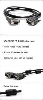   SVGA 15PIN MALE TO MALE PC LAPTOP MONITOR RGB CABLE 10FT / 3M  