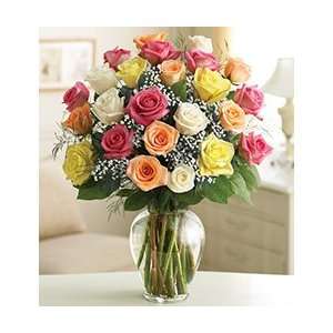 Funeral Flowers by 1800Flowers   Two Dozen Multicolored Roses for 