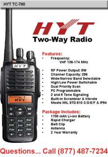 HYT TC 780 VHF RADIO 5 WATT 256 CHANNEL TWO WAY TC780  
