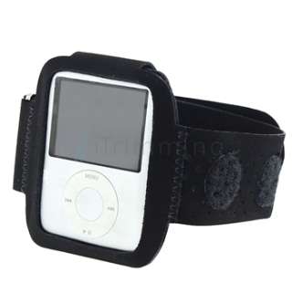  iPod Nano 3rd Generation 3G BLACK Suede Sportband Armband Skin Case 