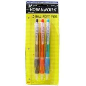  Retractable ball point pens 3 pack colors Case Pack 48 