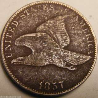 1857 FLYING EAGLE CENT KM 85 ONE CENT VERY GOOD 154 YEARS OLD VG 