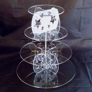  Four Tier Clear Acrylic Round Stars Wedding and Party Cake Stand 