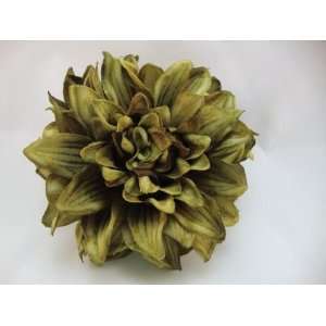    Green Dahlia Flower Hair Clip and Pin Back Brooch 