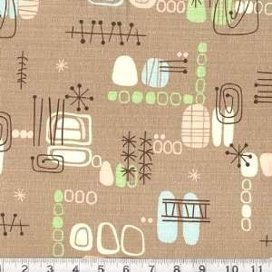  60 Wide Boomerang Beat Bark Cloth Mod Cocoa Fabric By 