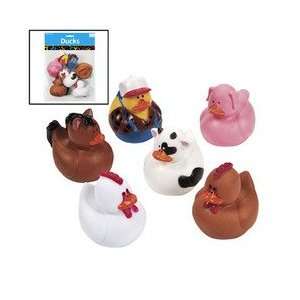  6 pc Farm Animal Rubber Ducks Toys & Games