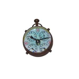  Antique Brass Paperweight Clock with 5 Faces   4 Inches 