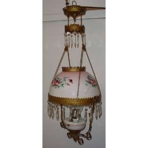    Early Victorian Hand Painted Antique Oil Lamp: Home Improvement
