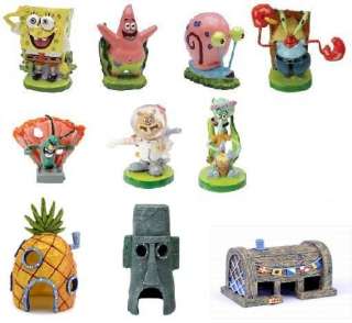 New SpongeBob Aquarium 10 Piece Ornament and Houses Set  