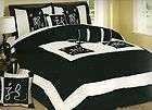7pcs bed in a bag comforter set black and white asian print blk wt 