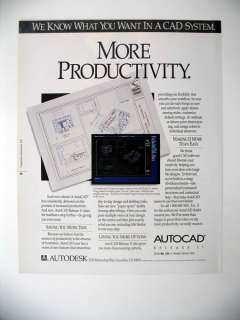 Autodesk AutoCAD 11 CAD Software Productivity 1991 print Ad 