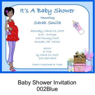 BABY SHOWER Invitations African American Pregnant Mom  
