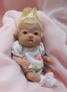   Sculpted Baby Girl Leprechan Fairy Polymer Clay Art Doll Collectible