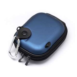 digital camera hard leather case bag pouch blue new