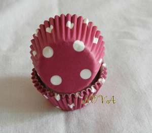 100 Mini Burgundy dot Cupcake liners paper baking cup  