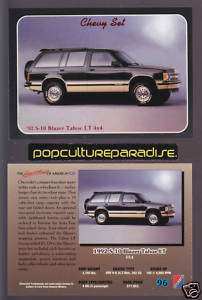 1992 CHEVROLET S 10 BLAZER TAHOE LT 4x4 CAR Chevy Card  