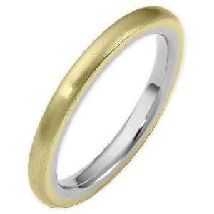 Traditional 3mm Comfort Fit 14 Karat Two Tone Gold Wedding Band Ring 