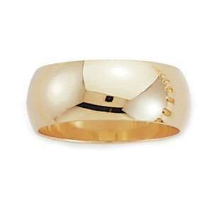 18K Yellow Gold 8mm Domed Comfort Fit Wedding Band Ring (Sizes 4 to 8 
