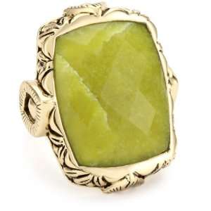  Bronzed by Barse Mayan Green Jade Ring, Size 6: Jewelry
