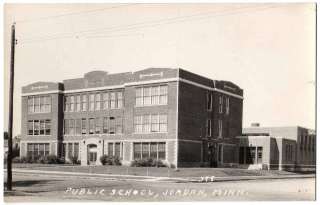 RPPC TOWN VIEW JORDAN PUBLIC HIGH SCHOOL JORDAN MINNESOTA 1930s REAL 