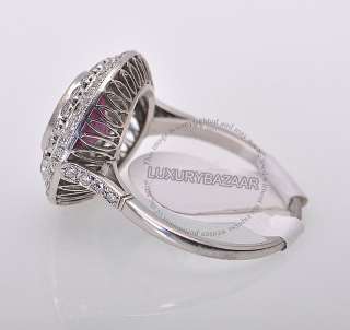 Estate Platinum Diamond Burmese Ruby Round Ring  