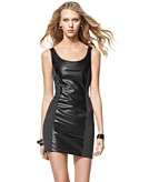    Material Girl Dress, Scoopneck Short Sleeve Fitted Pleather 
