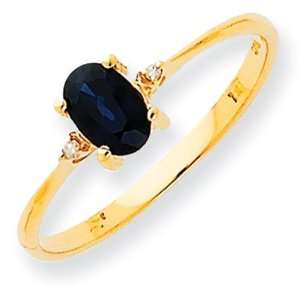  Diamond Sapphire Birthstone Ring in 14k Yellow Gold (0.018 