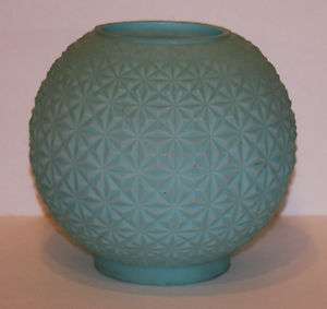 Vintage BALL SHADE FOR HURRICANE LAMP; Teal Blue; DIAMOND QUILTED 