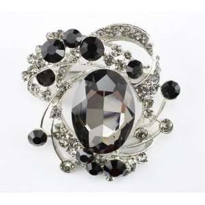 Black Swarovski Crystal Fancy Brooch Pin 