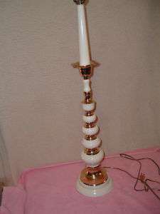   Brass/White Enamel Tapered Ball Lamp 48 Mid Century Modern  