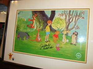   Pooh Cast of Characters cel Disney Certified HAND SIGNED Custom Backg