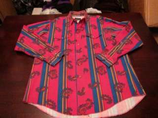   Wrangler Mens Native Navajo Cherokee Indian Western Shirt Sz XL 17/35