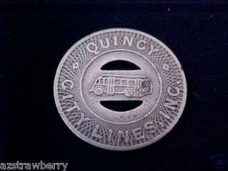 QUINCY CITY LINES GOOD FOR ONE FARE BUS COIN SILVERTONE  