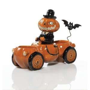 Halloween Character Pumpkin Car Double Tea Light Holder:  