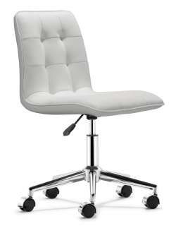 ZUO White Tufted Leatherette Modern Secretary Office Chair  