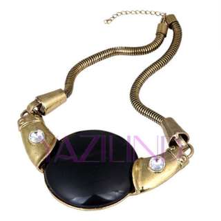 round coral black cz bead fashion chunky gold tone copper chain 