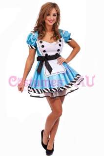 Girls Alice in Wonderland Costume Fancy Dress Halloween Hens Party 