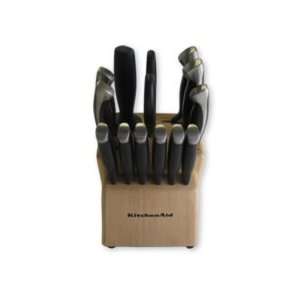   14 Pc. Stamped Side Tang Cutlery Set with Wood Block