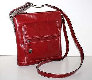 Giani Bernini Handbag Burgundy Glazed Leather Crossbody Bag  