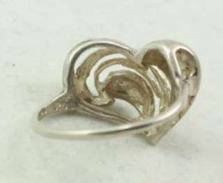 Vintage Sterling Silver Jewelry Puff Heart Engraved Custom Ring Size 7 